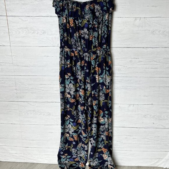 Angie Jumpsuit Womens Size Small Colorful Floral Ruffles Strapless Summertime - Picture 11 of 15